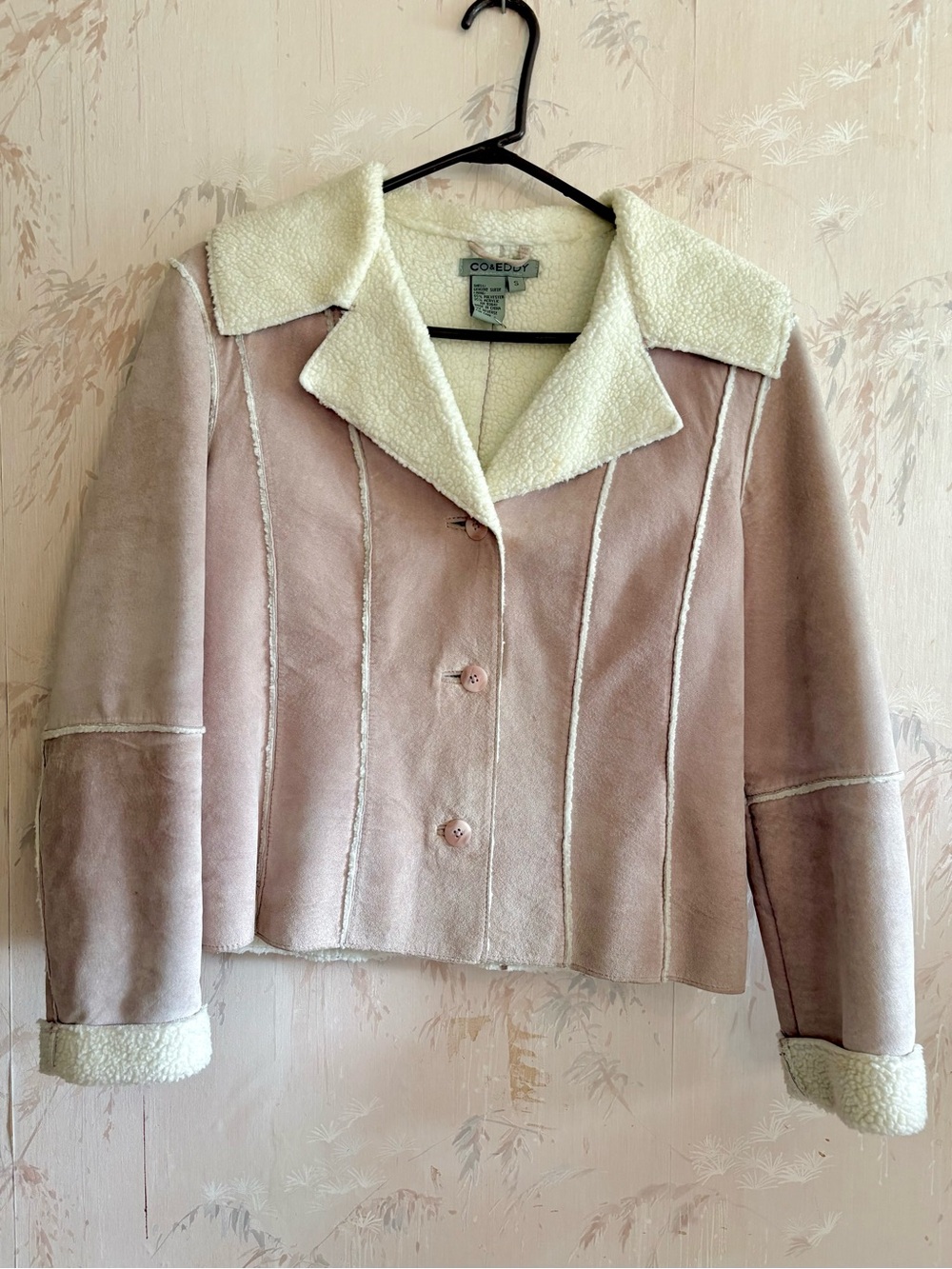 Vintage Y2K CO&EDDY Pink Faux Suede Sherpa Lined Jacket Small Penny Lane